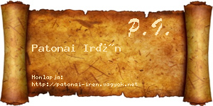 Patonai Irén névjegykártya